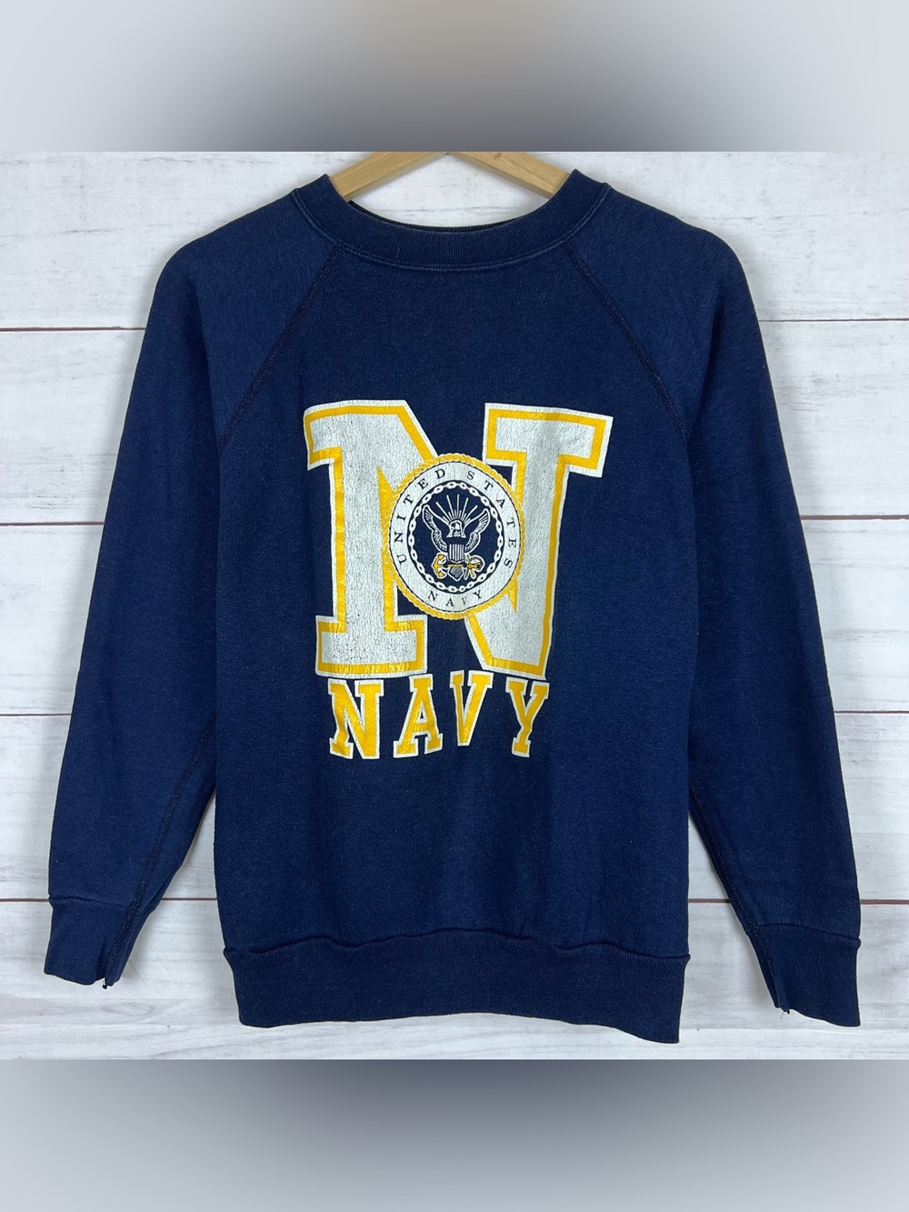 Vintage 70s 80s US NAVY Sweatshirt Pullover Women’s Medium USA Made Blue
